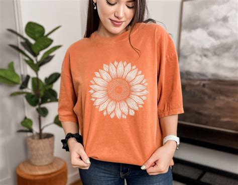 Sunflower T Shirt Cute Sunflower Sunflower Tee Flower Design Nature