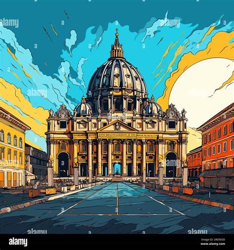 Saint Peters Basilica Basilica Of Saint Peter Hand Drawn Comic