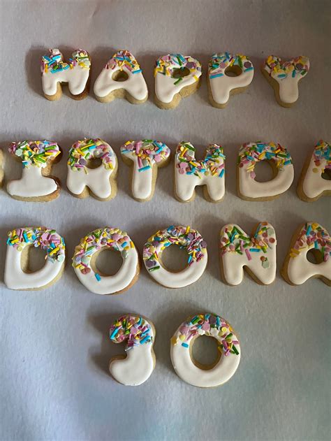 Large Happy Birthday Happy Birthday Cookies Set Decorated Etsy