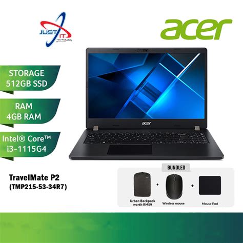 ACER TRAVELMATE P2 TMP215 53 34R7 15 6 Laptop I3 1115G4 4GD4 512SSD