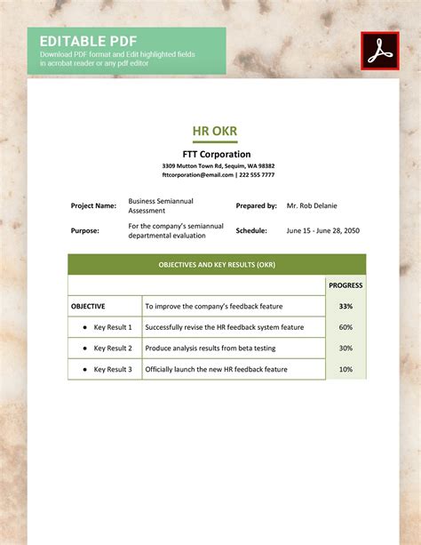 HR OKR Template in Word, Google Docs - Download | Template.net