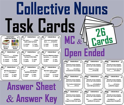 Collective Nouns Task Cards Teaching Resources