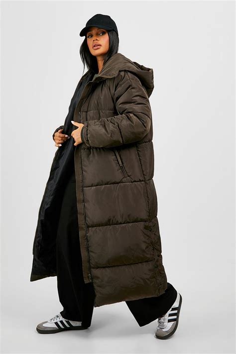 Hooded Longline Puffer Jacket Boohoo Usa