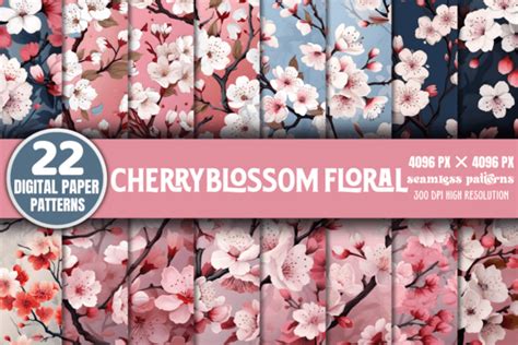 Cherry Blossom Floral Seamless Patterns Graphic By CraftArt Creative