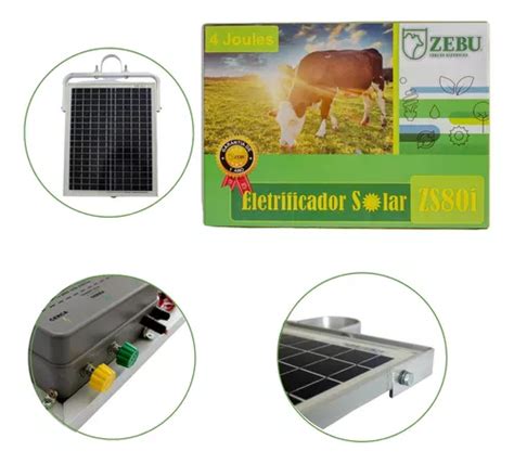 Eletrificador Solar Cerca Elétrica Rural Zebu Zs80i 80km Parcelamento