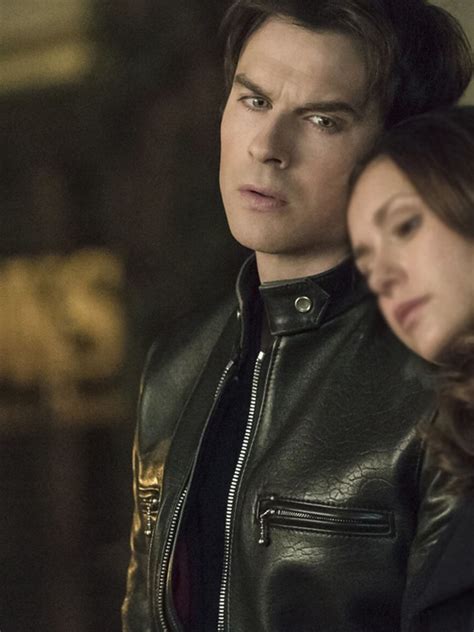 damon salvatore  vampire diaries black leather jacket  jacket