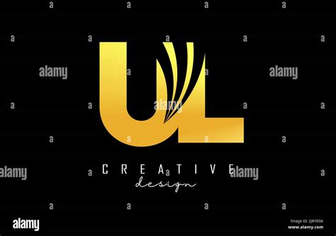 Creative Golden Letter Ul U L Logo With Leading Lines And Road Concept