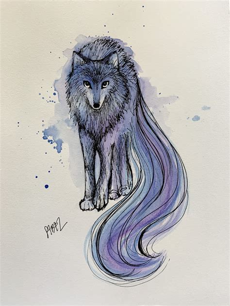 Wolf Watercolor Painting