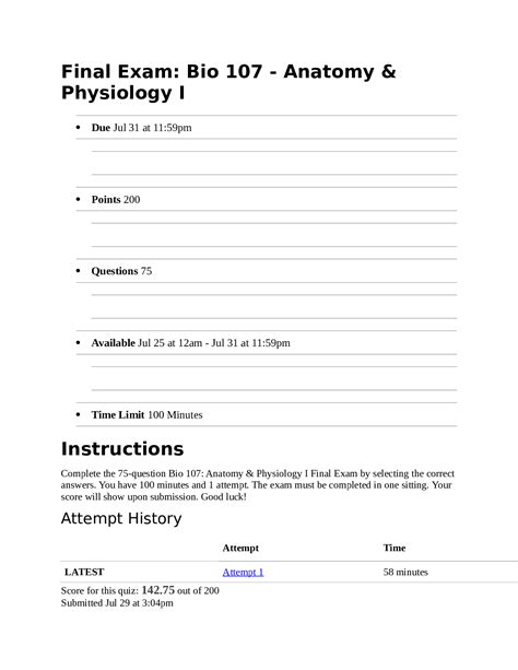 Bios Anatomy And Physiology Final Exam Study Guide Bios