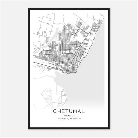 Chetumal Mexico Map Poster, Chetumal City Road Wall Art Print - Custom ...