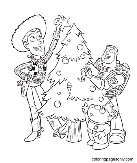 Toy Story Disney Christmas Coloring Page - Free Printable Coloring Pages