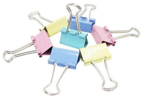 Prendedor Binder Clip 19mm Colorido Com 7 Und Encadernação Papelaria Scrapbook