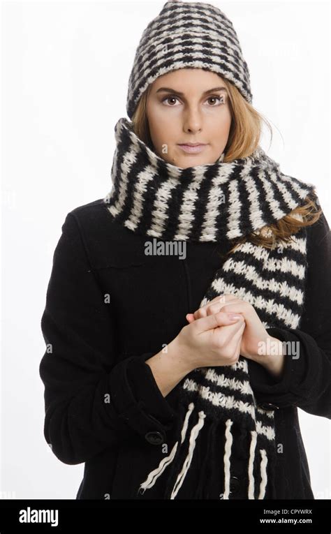 Woman Wearing Winter Clothing Stock Photo Alamy