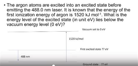 Solved The Argon Atoms Are Excited In To An Excited State