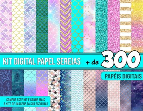 Papel Digital Sereia Escamas Kits De Brinde Elo