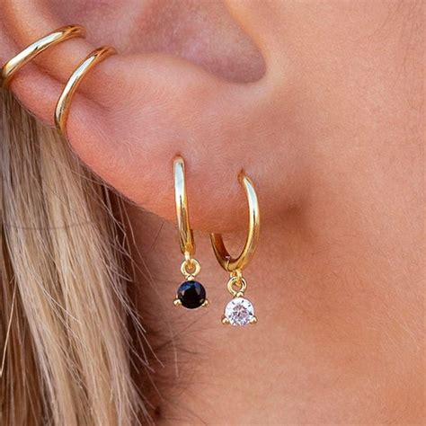 Dainty Tiny Black Cz Snake Shaped Huggie Hoop Earrings Etsy