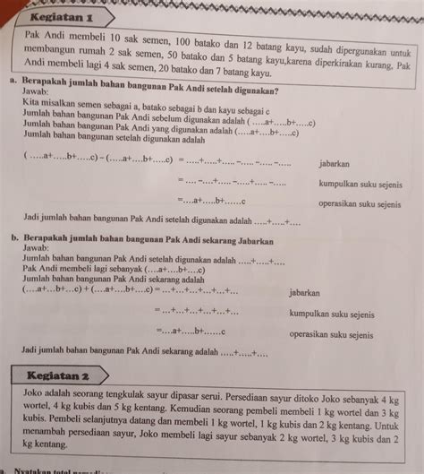 Pak Andi Membeli 10 Sak Semen 100 Batako Dan 12 Batang Kayu Sudah