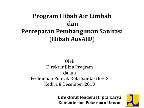 Program Hibah Luar Negeri Untuk Pembiayaan Air Limbah Dan Percepatan