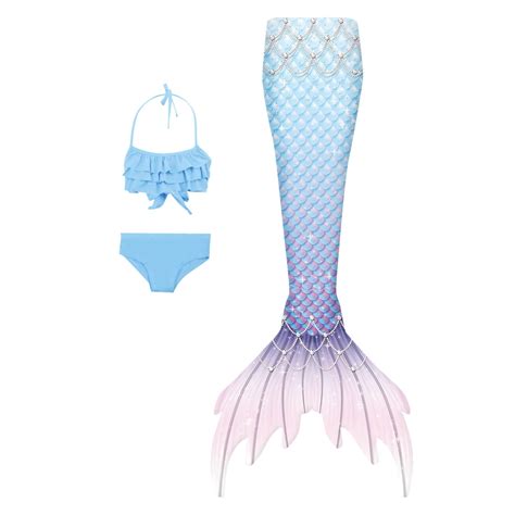 Mermaid Tail Swimsuit For Girls Mermaid Tail Sling Bikini Fishscale Pieces Swimming Suit Cute