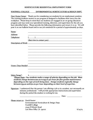 Fillable Online Hort Employment Form Fax Email Print Pdffiller