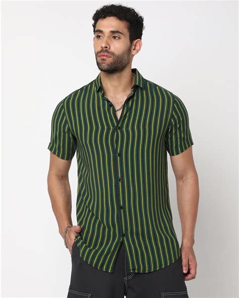 Buy Men's Green Striped Shirt Online at Bewakoof