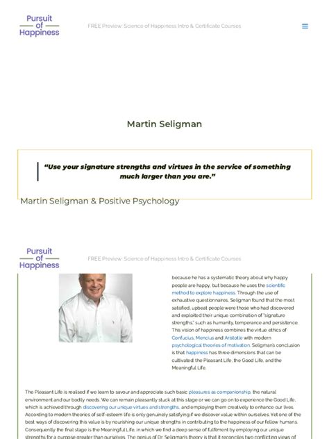 Martin Seligman & Positive Psychology - Theory and Practice | PDF ...