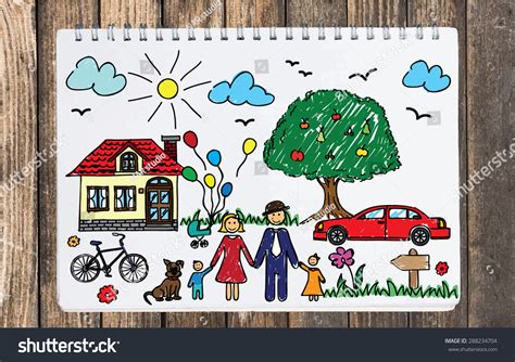 Happy Family Concept Colorful Drawing Family Stock Vector (Royalty Free ...