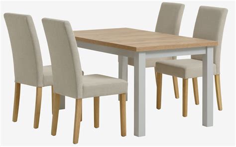 MARKSKEL L150 193 Table L Grey 4 TUREBY Chairs Beige JYSK