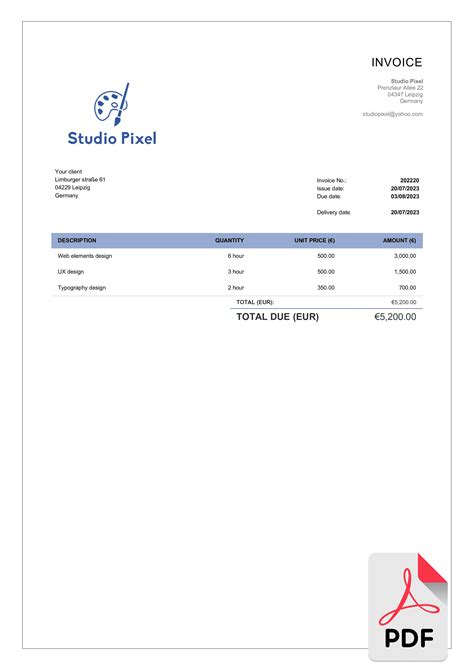 Free Graphic Design Invoice Templates In PDF Billdu