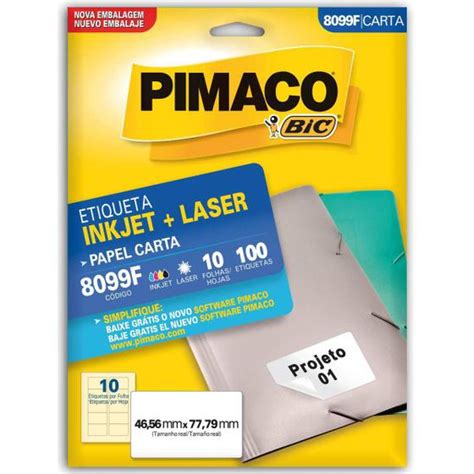 Etiqueta Carta 8099F 10 FLS 46 56 X 77 79 MM Pimaco Etiquetas E