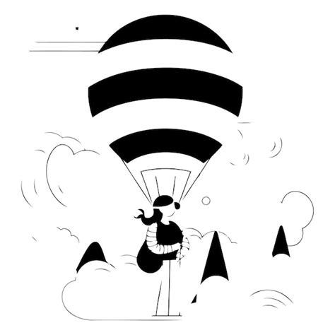 Premium Vector Vector Illustration Of A Girl Flying In A Hot Air Balloon Flat Style