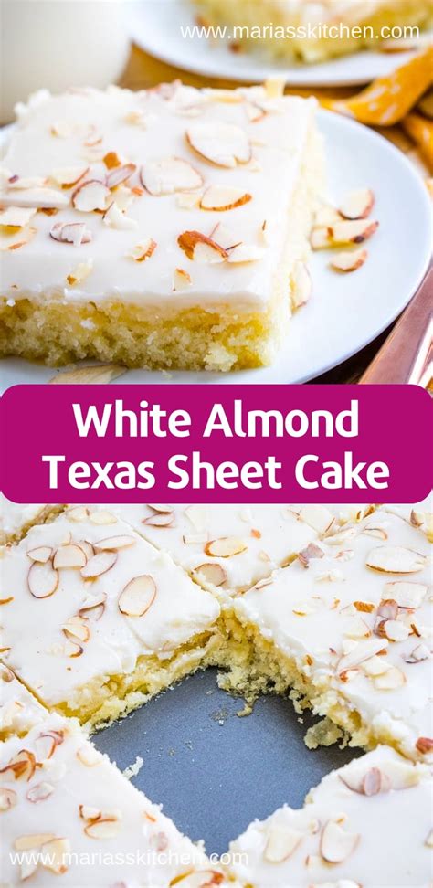 Easy White Almond Texas Sheet Cake Recipe Maria S Kitchen