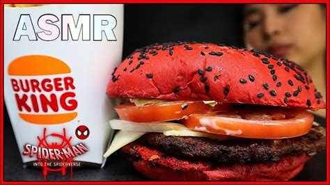 SPIDER MAN SPIDERVERSE BURGER KING RED WHOPPER ASMR MUKBANG YouTube