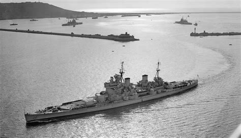 The King George V-class battleship HMS Duke of York departing Portland ...