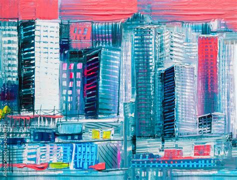 Abstract painting of urban skyscrapers. Stock Photo | Adobe Stock