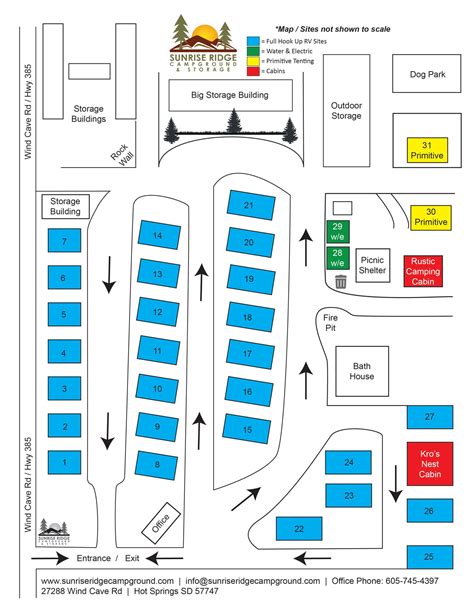 Campground Map | Sunrise Ridge Campground | Hot Springs, SD