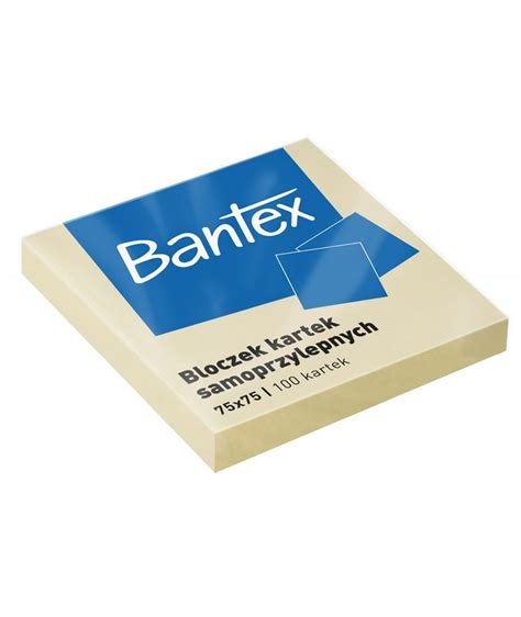 Karteczki samoprzylepne notes bloczek 100k żółte BANTEX 75x75mm