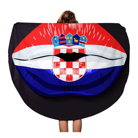 Kdagr Inch Round Beach Towel Blanket Foreign Language School Lips