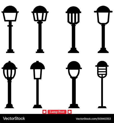 Architectural lamp post collection detailed urban Vector Image