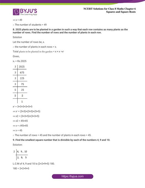 Download The Ncert Solutions Of Class 8 Maths Chapter 6 Squares And