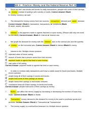 Wk 4 Practice Money And The Federal Reserve Part III Docx Wk 4