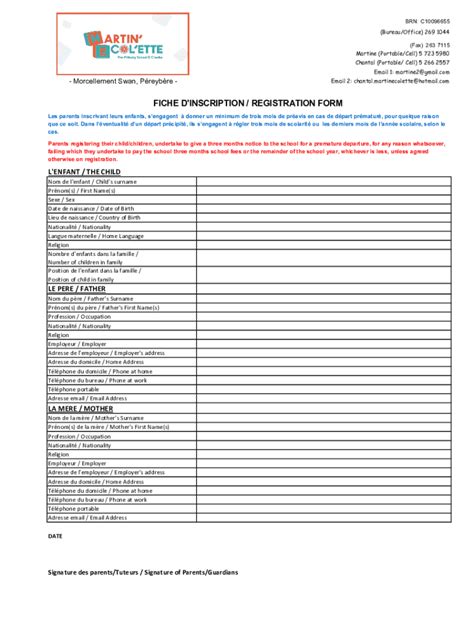 Fillable Online Bilingual Registration Form Xls Fax Email Print Pdffiller