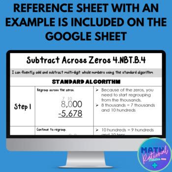 Subtracting Across Zeros By Math Rational Middles Tpt