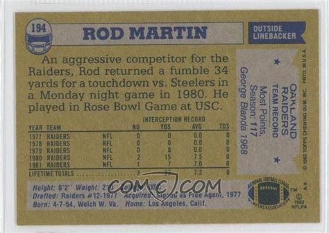 1982 Topps - [Base] #194 - Rod Martin