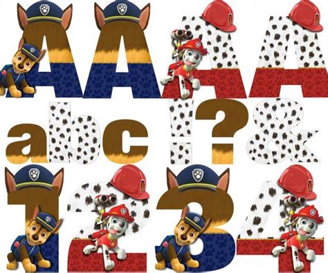 Paw Patrol Alphabet Font Clipart Paw Patrol Letters Paw Etsy