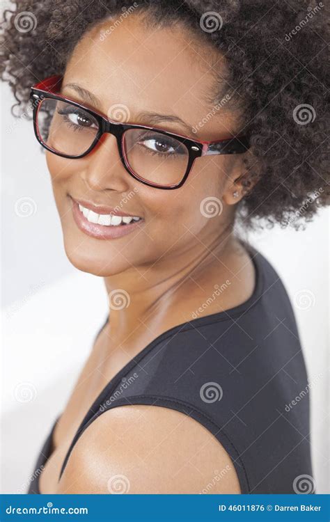 Mixed Race African American Girl Wearing Glasses Stock Photo Image Of