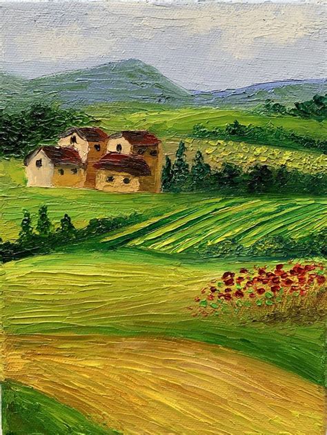 Tuscan Landscape ! Textured landscape on canvas! Oil painting on canvas ...