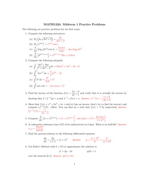 MATH1220 Midterm 1 Practice Problems