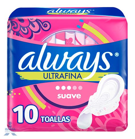 Toalla Sanitaria Always Ultrafina Suave Con Alas 10 Pzas Ibarra Mayoreo