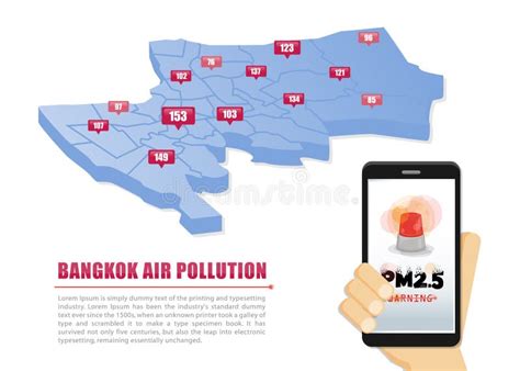 Map of Bangkok the Capital of Thailand. Warning about PM2.5 Dust in ...